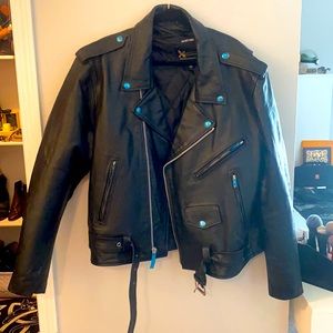 Advanced motorcycle gear leather jacket new with hardware protection